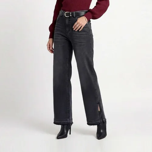 Jean Cottons Jeans Wide Leg Para Mujer Alana Tall color negro | Platanitos