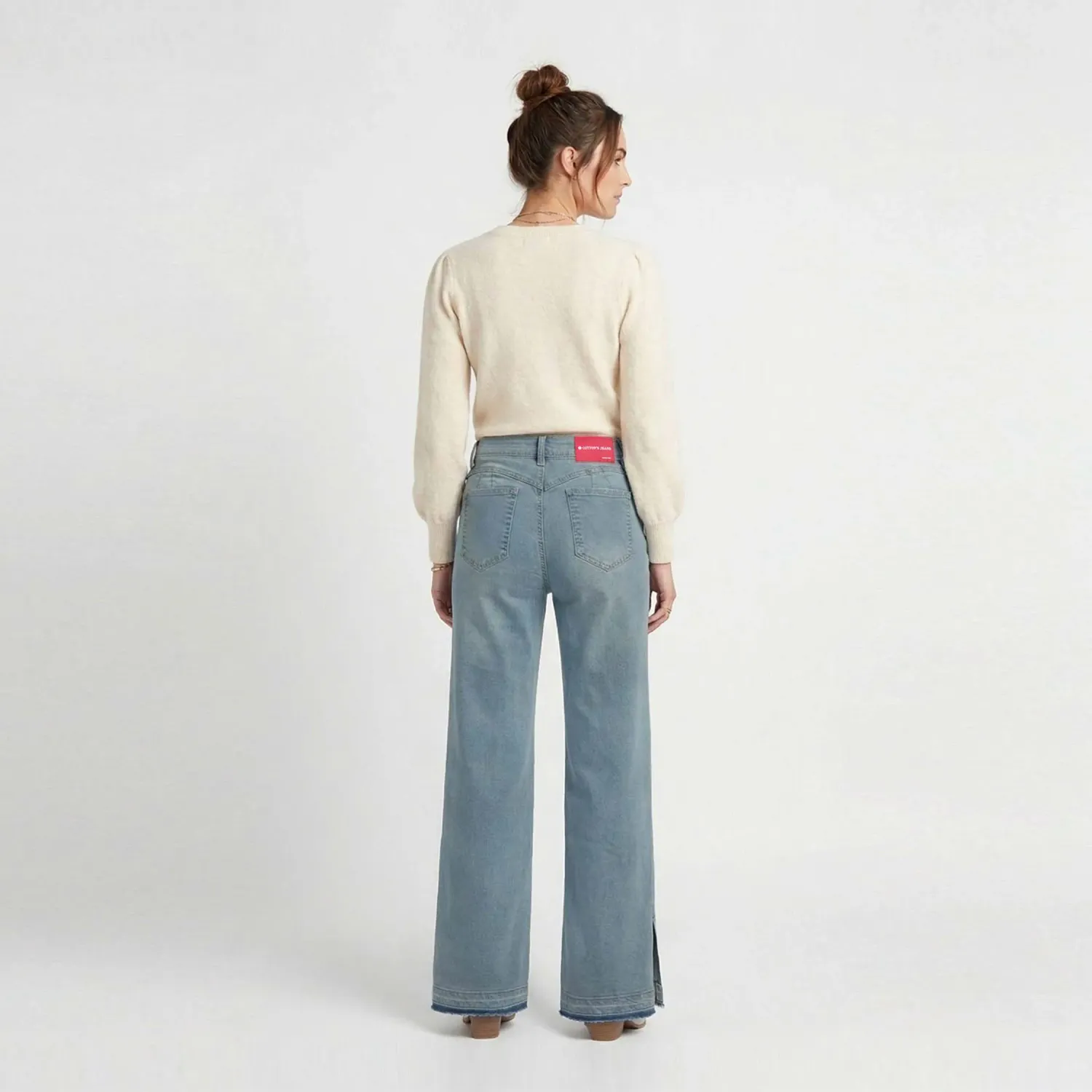 COTTONS JEANS Jean Cottons Jeans Wide Leg Para Mujer Alana Tall color celeste | Platanitos