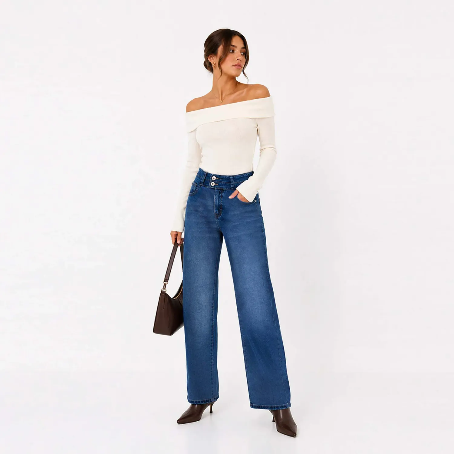 COTTONS JEANS Jean Cottons Jeans Straight Para Mujer Sally Petite color azul | Platanitos
