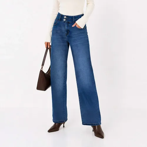 Jean Cottons Jeans Straight Para Mujer Sally Petite color azul | Platanitos