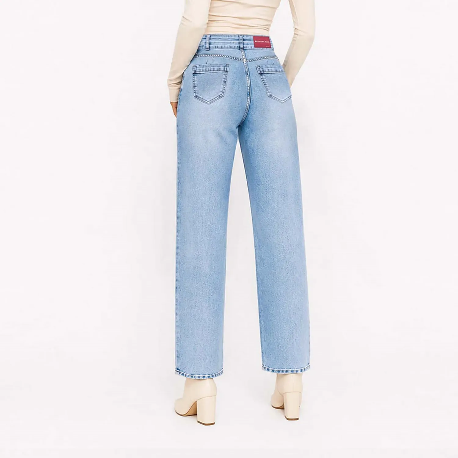 COTTONS JEANS Jean Cottons Jeans Straight Para Mujer Sally Tall color celeste | Platanitos