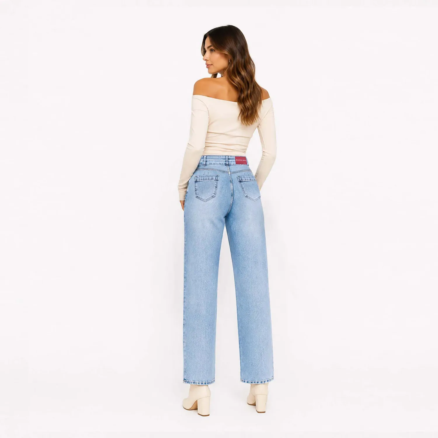 COTTONS JEANS Jean Cottons Jeans Straight Para Mujer Sally Tall color celeste | Platanitos