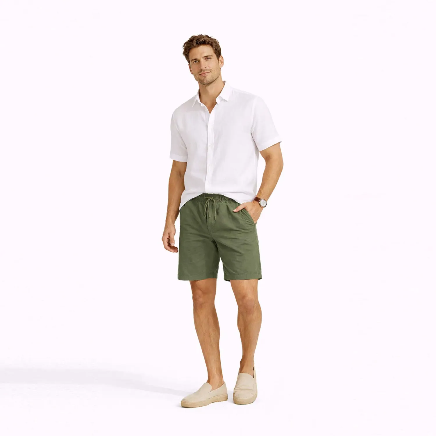 COTTONS JEANS Bermuda Cottons Jeans Para Hombre Pablo color verde olivo | Platanitos