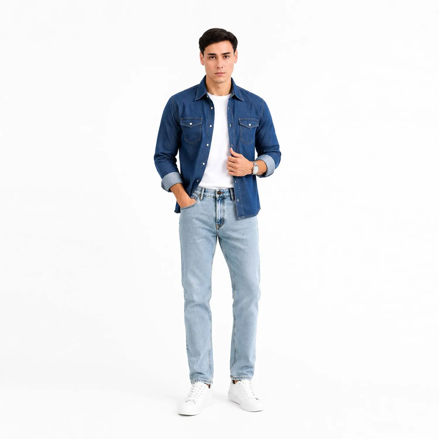 COTTONS JEANS Jean Cottons Jeans Slim Para Hombre Adrian Petite color celeste | Platanitos