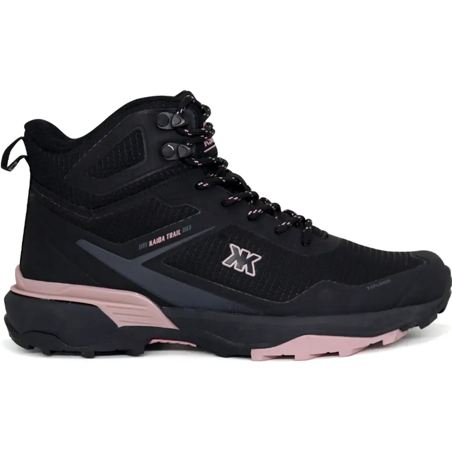 Zapatillas Kaida Botin Outdoor Mujer 2610-M26q2-N color negro/rosa | Platanitos