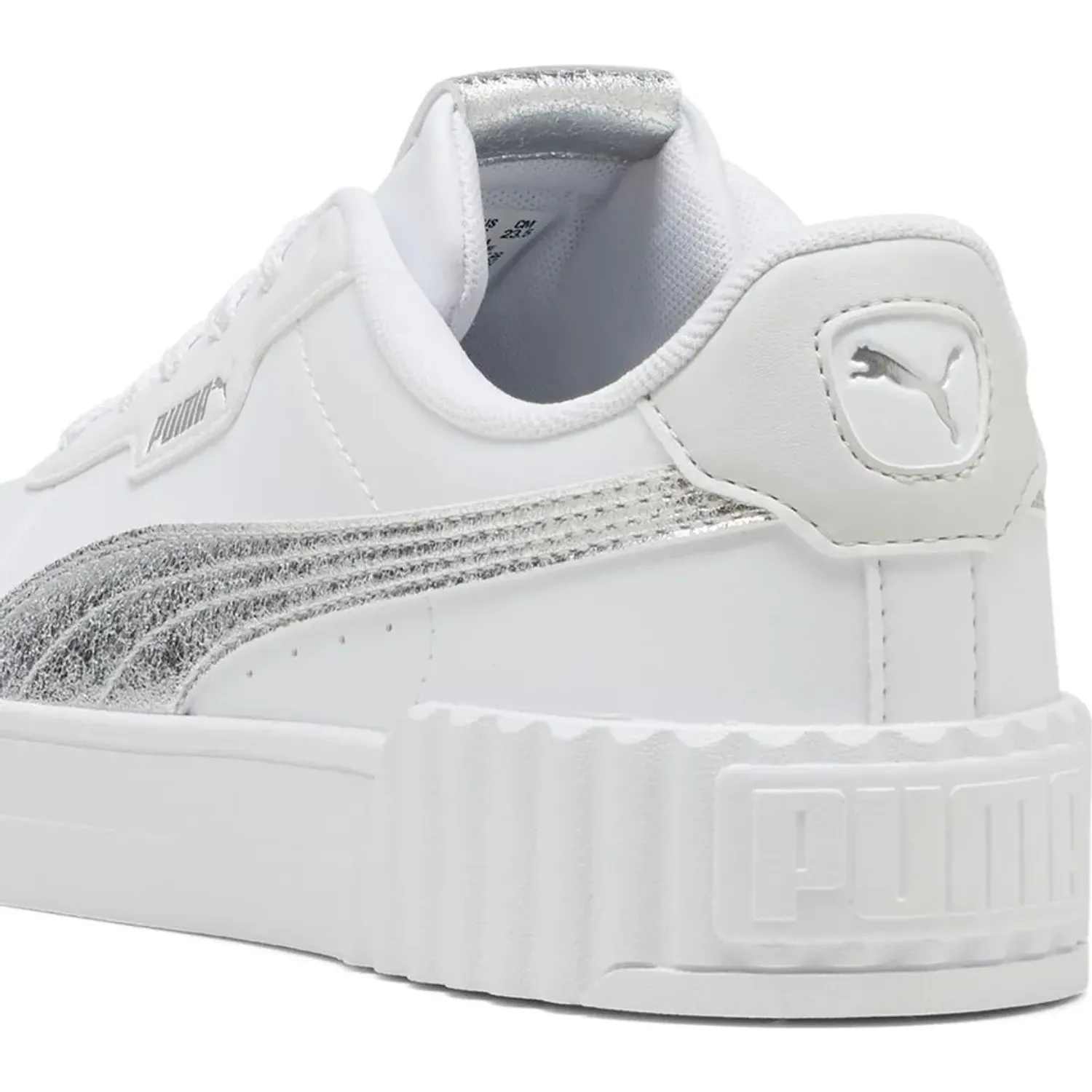 Zapatillas Puma Urbanas Mujer Carina 3.0 Metallic Whisper color blanco | Platanitos