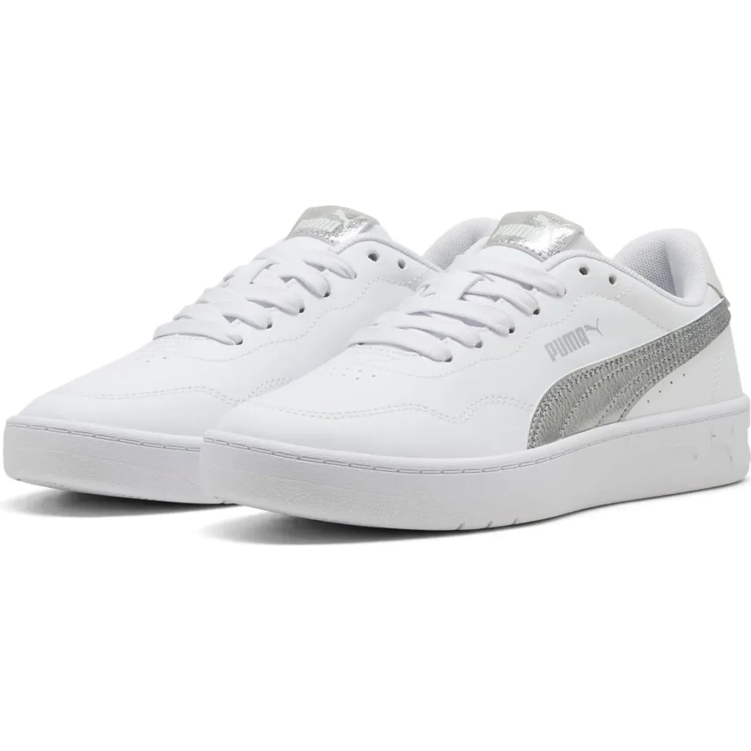 Zapatillas Puma Urbanas Mujer Court Lally Metallic Whisper color blanco | Platanitos