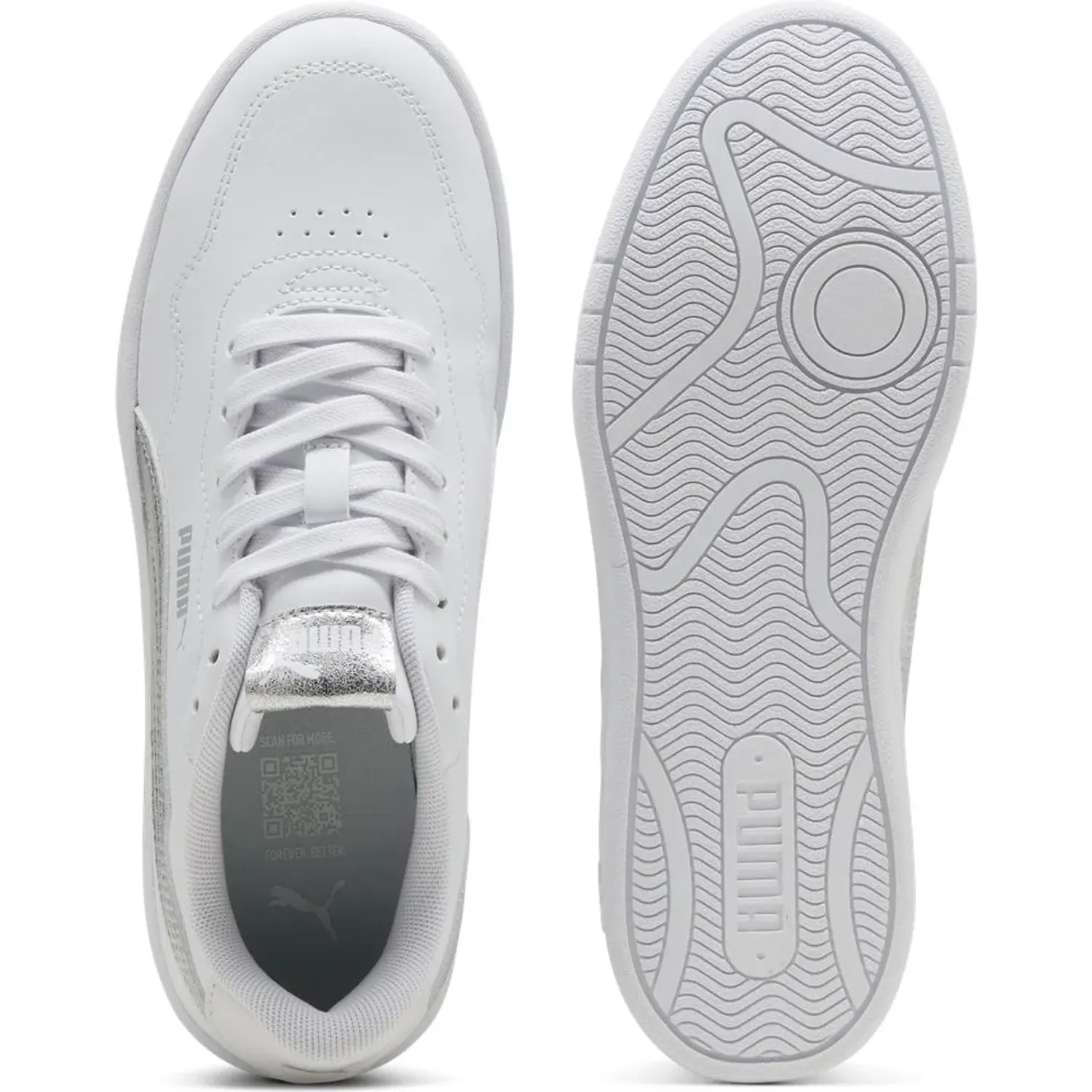 Zapatillas Puma Urbanas Mujer Court Lally Metallic Whisper color blanco | Platanitos