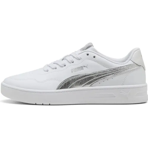 Zapatillas Puma Urbanas Mujer Court Lally Metallic Whisper color blanco | Platanitos