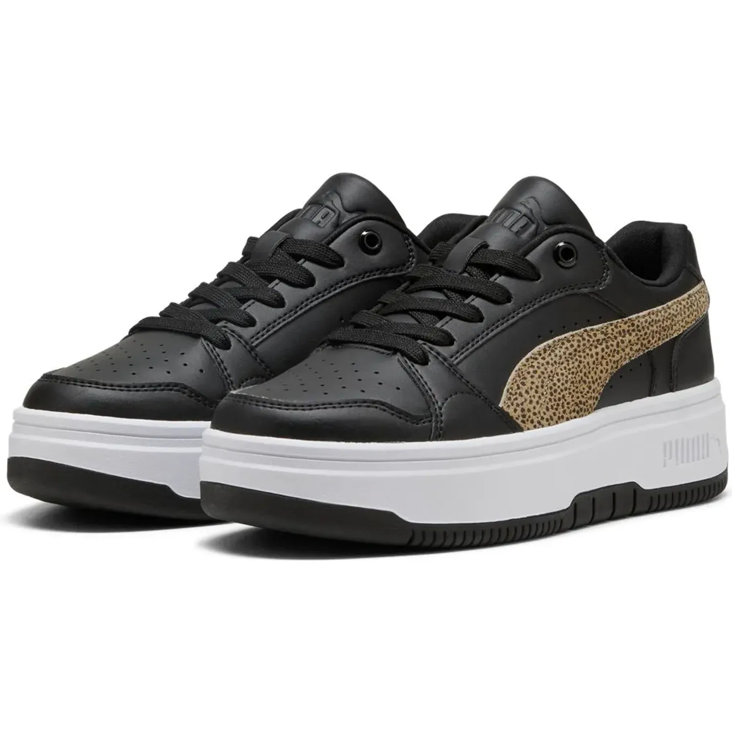 Zapatillas Puma Urbanas Mujer Rebound Femme Low Topcat color negro | Platanitos