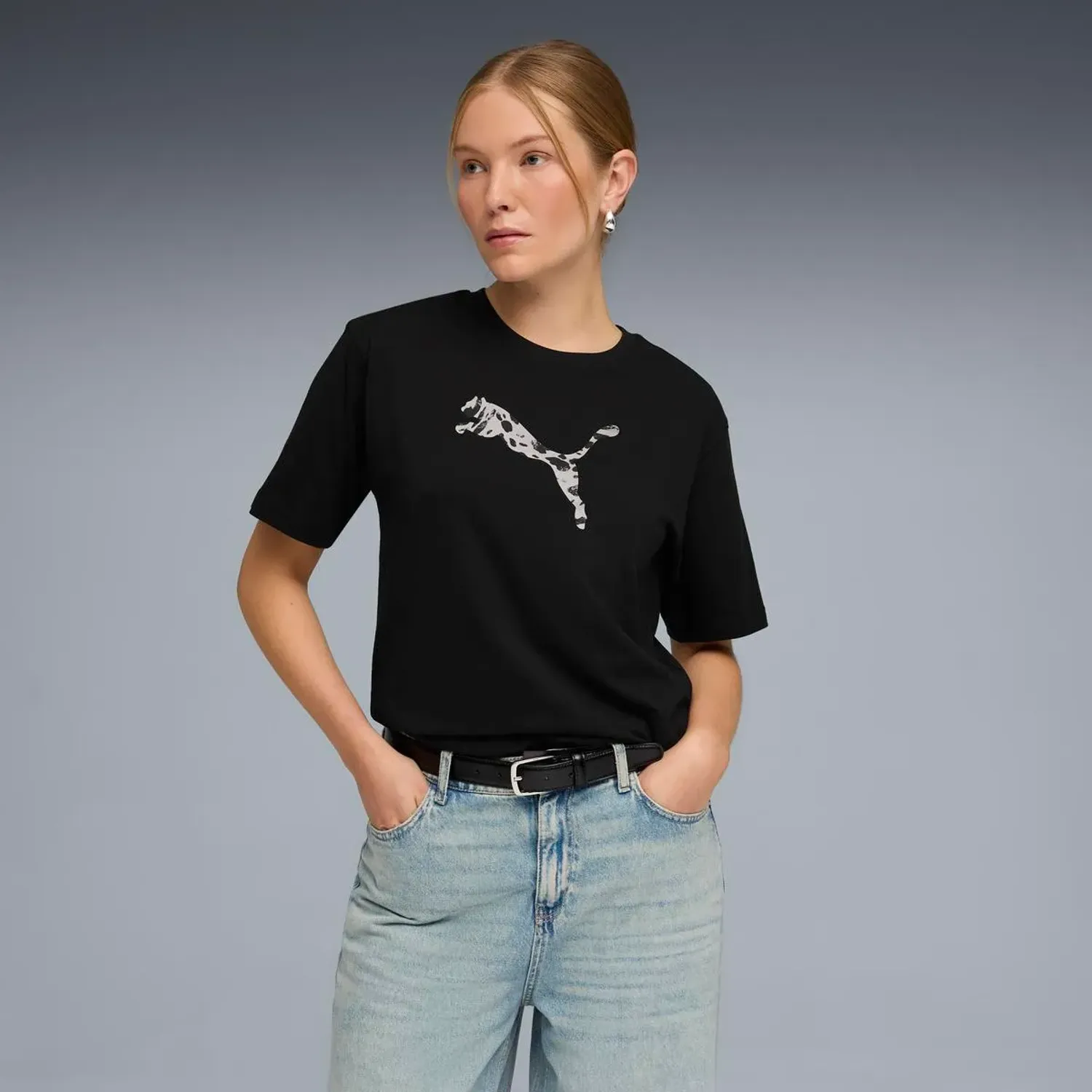 Puma Polo Puma Deportivo Mujer Ess Graphic Animal Relaxed Tee color negro | Platanitos