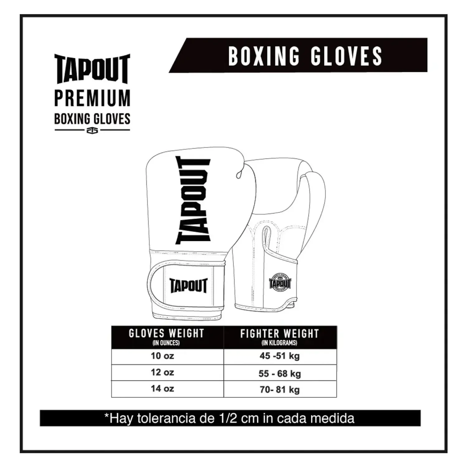 Guante Tapout De Box Unisex Tidragon color blanco | Platanitos