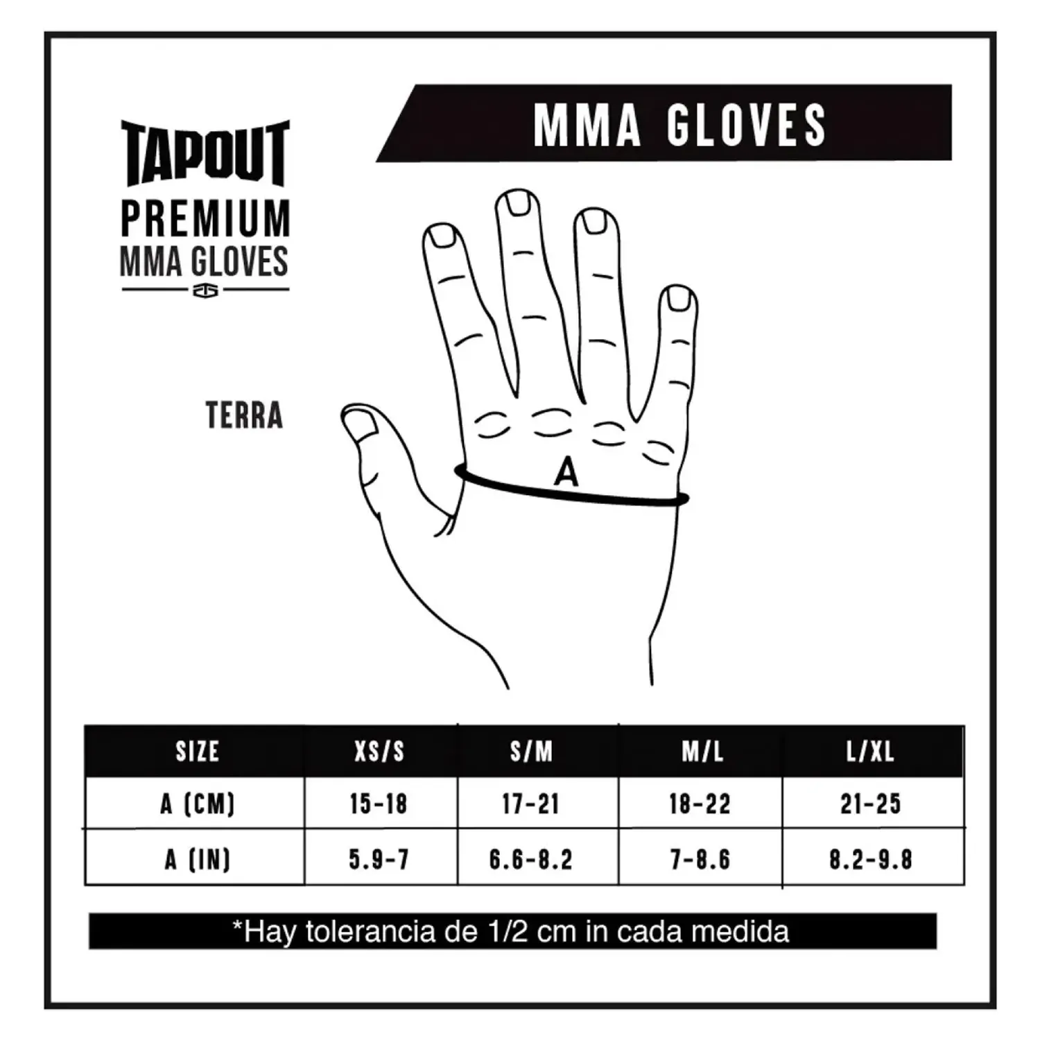 Guante Tapout Sparrin Mma Unisex Terra color negro | Platanitos