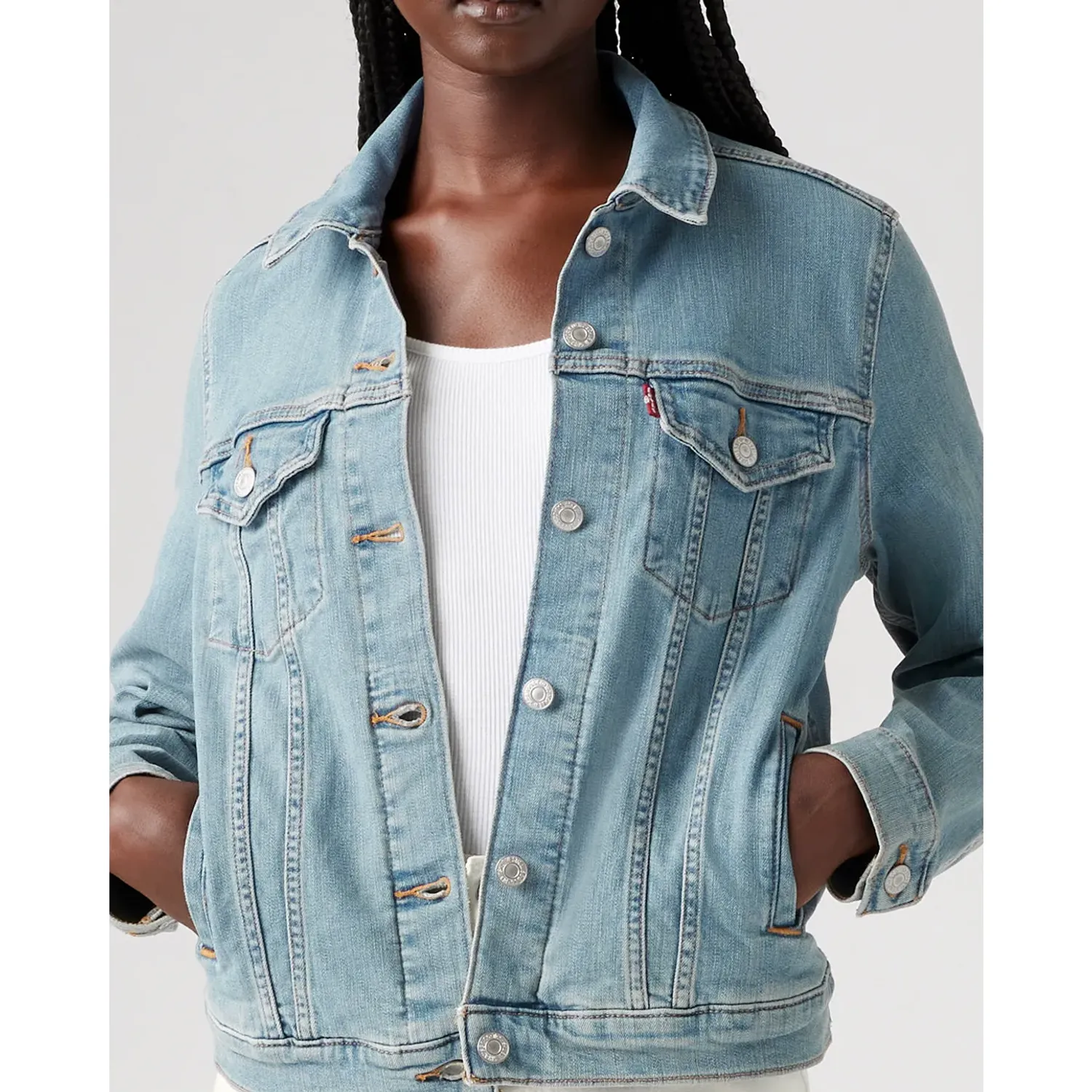 Levis Casaca Levis Jeans Mujer Denim Trucker color celeste | Platanitos