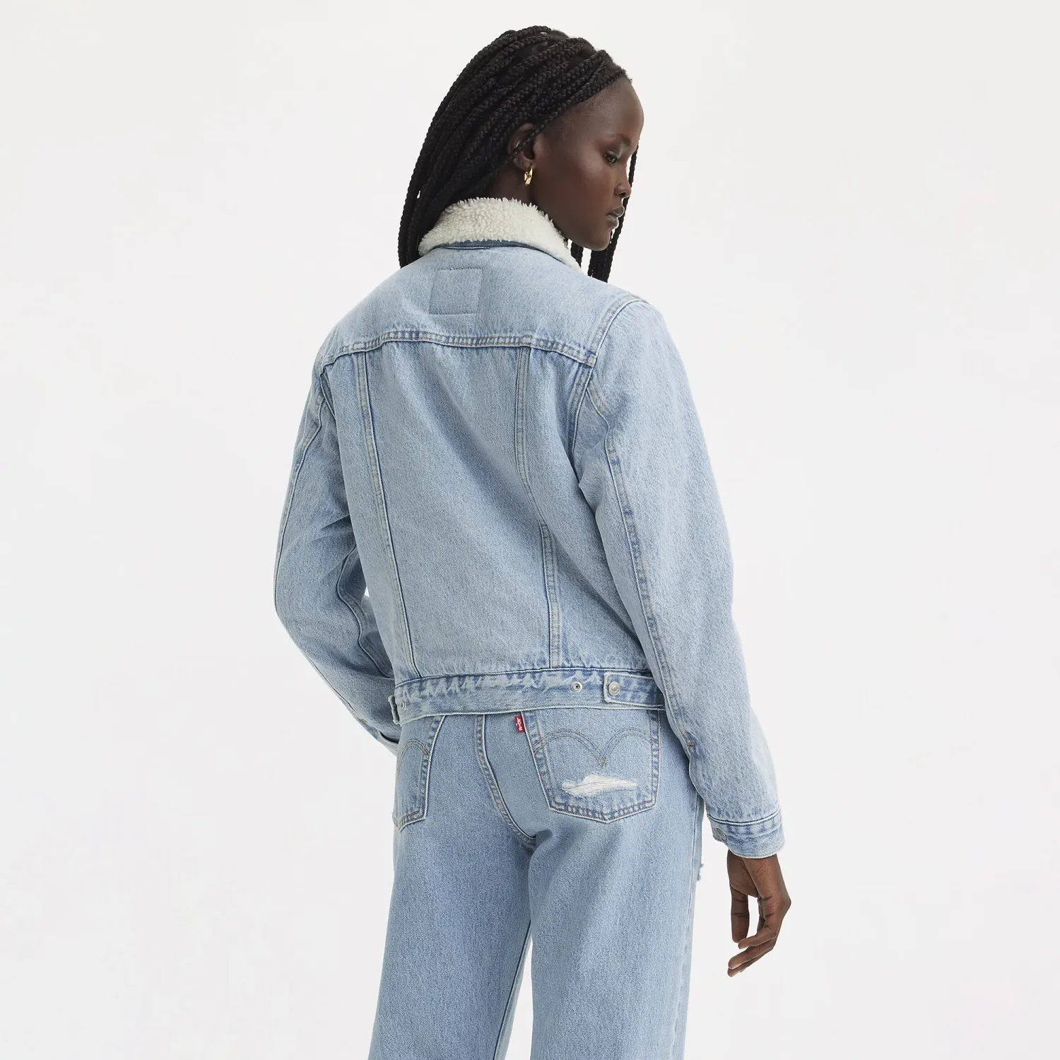 Levis Casaca Levis Jeans Mujer Denim Sherpa Trucker color celeste | Platanitos