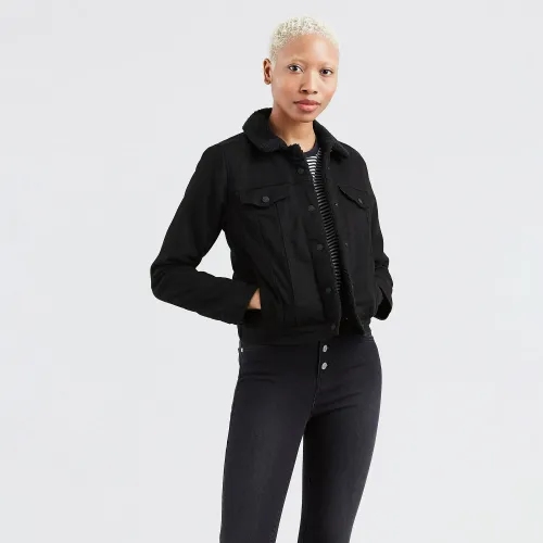 Mujer Levis Negro Casaca Jeans Mujer  Denim Sherpa Trucker