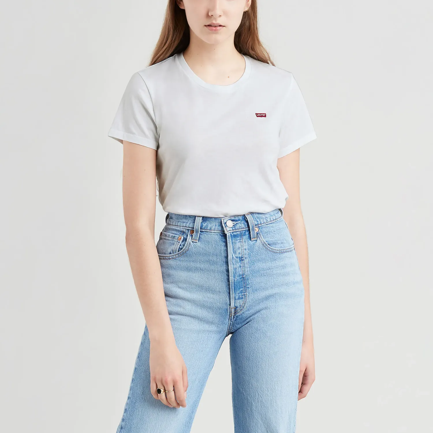 Polo Levis Manga Corta Mujer Perfect Tee Levis color blanco | Platanitos