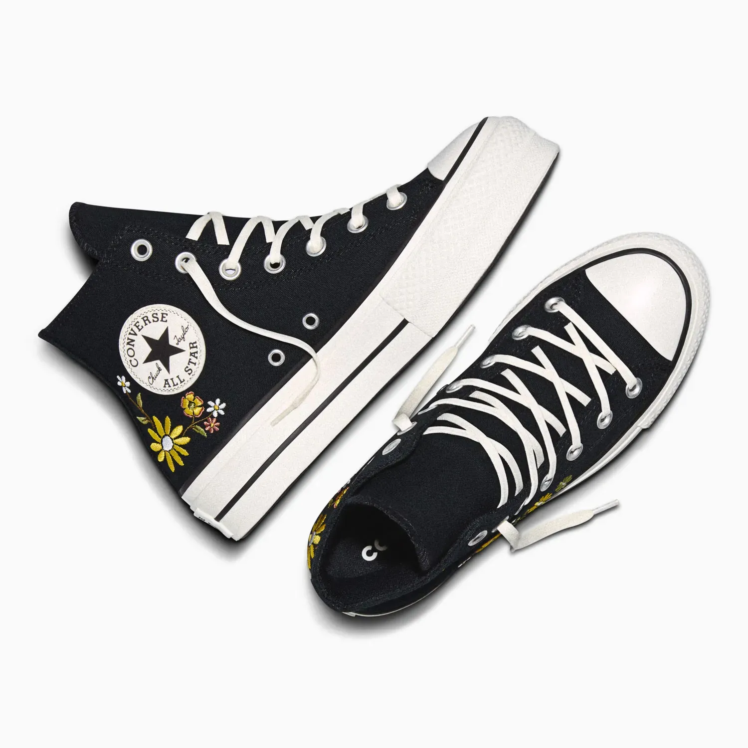 Converse Zapatillas Converse Mujer Chuck Taylor All Star Lift Platform Embroidered Florals color negro | Platanitos