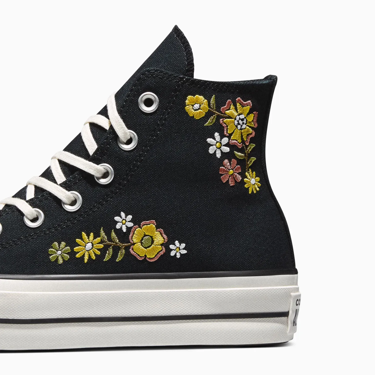 Converse Zapatillas Converse Mujer Chuck Taylor All Star Lift Platform Embroidered Florals color negro | Platanitos