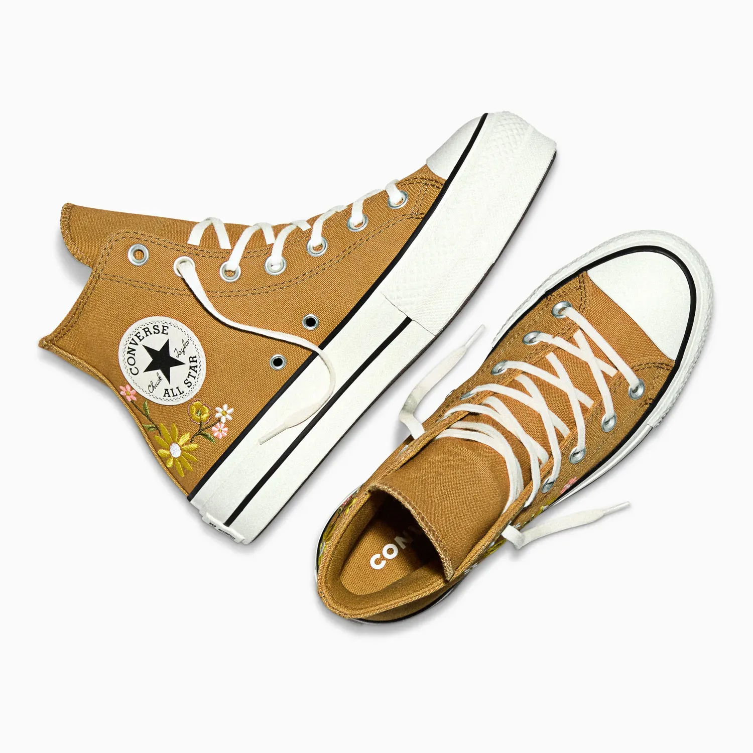 Converse Zapatillas Converse Mujer Chuck Taylor All Star Lift Platform Embroidered Florals color beige | Platanitos
