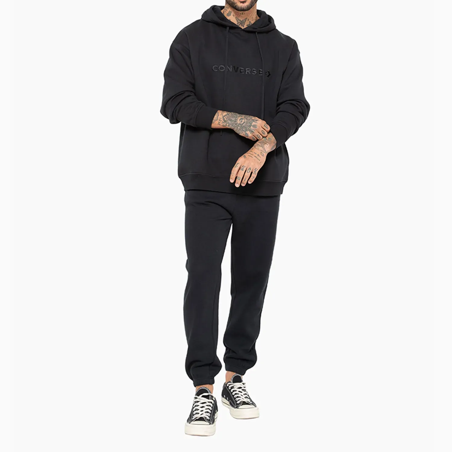 Polera Converse Hombre Hoodie Retro Vibe color negro | Platanitos