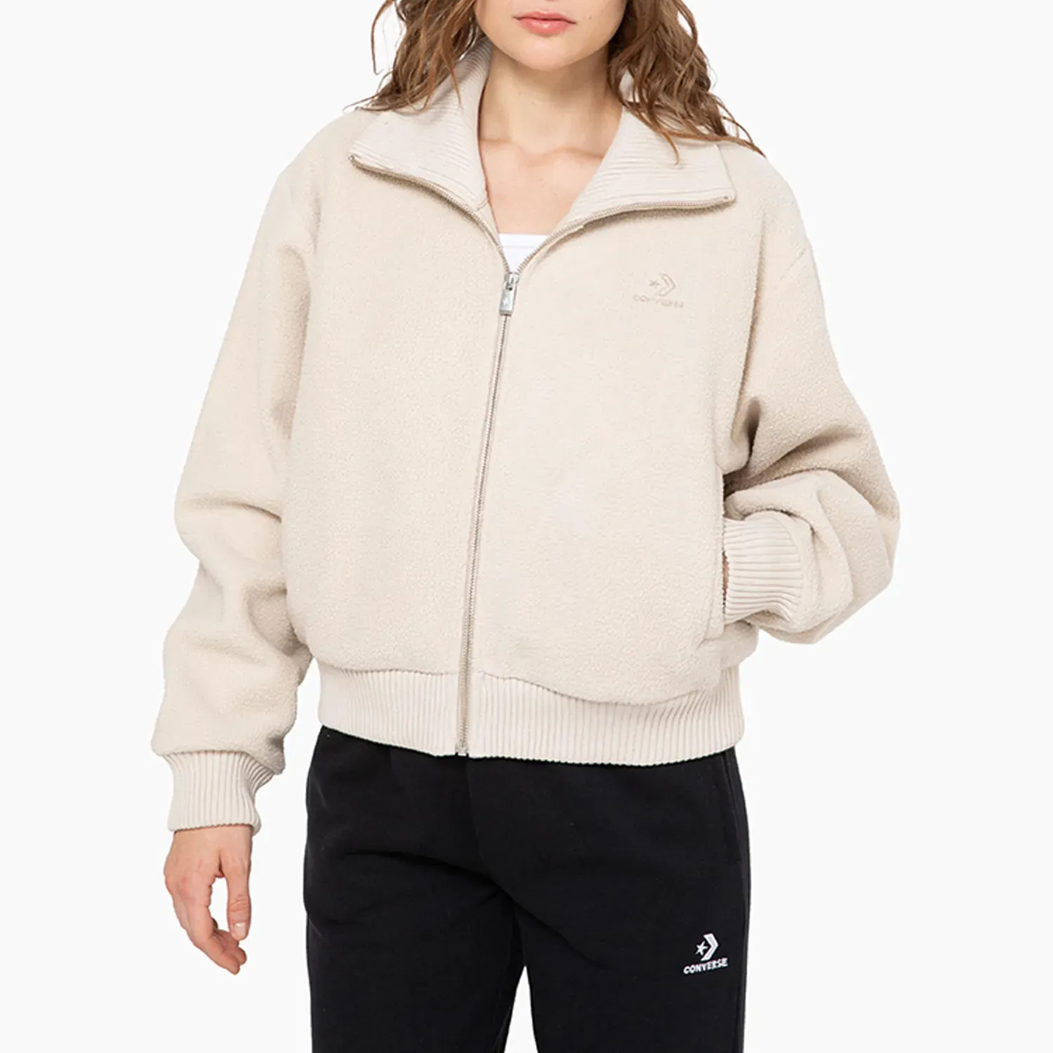 Converse Casaca Converse Mujer Sherpa Star Chevron color beige | Platanitos