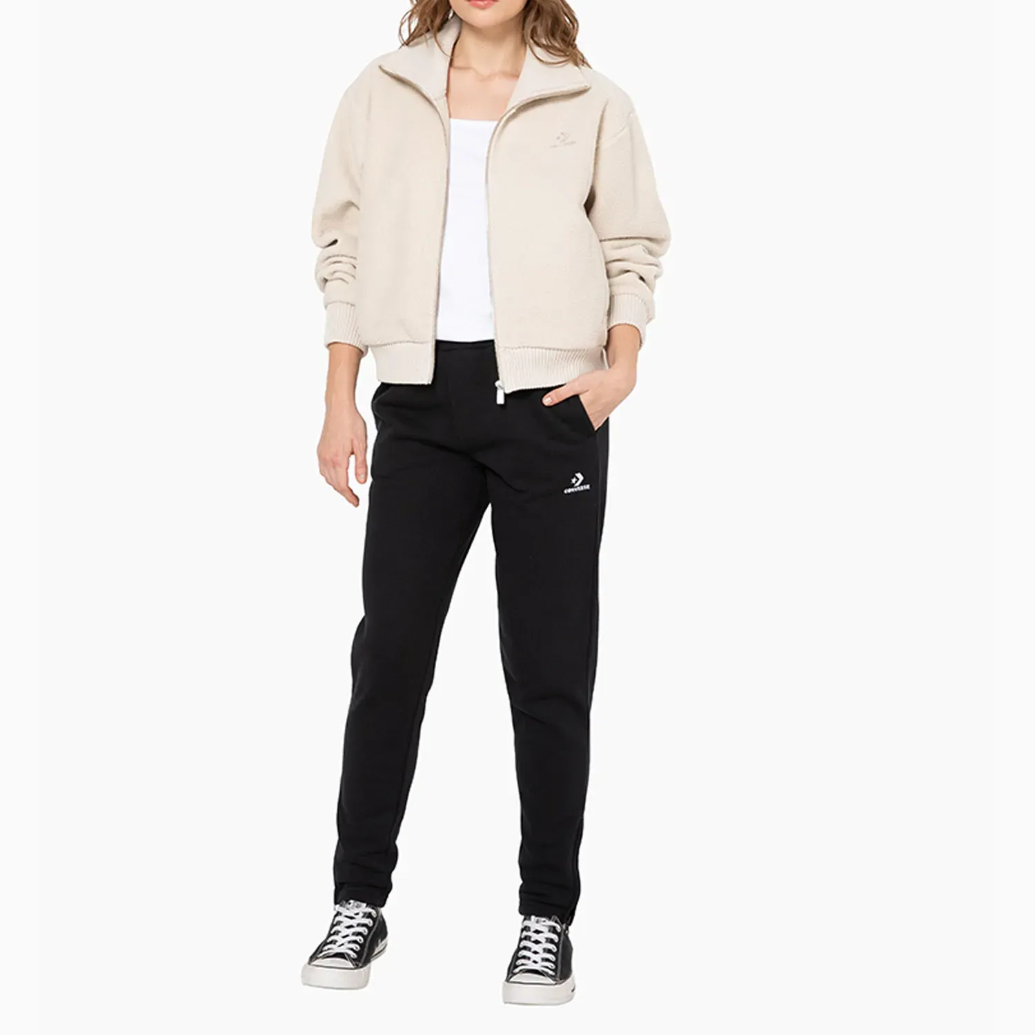 Converse Casaca Converse Mujer Sherpa Star Chevron color beige | Platanitos