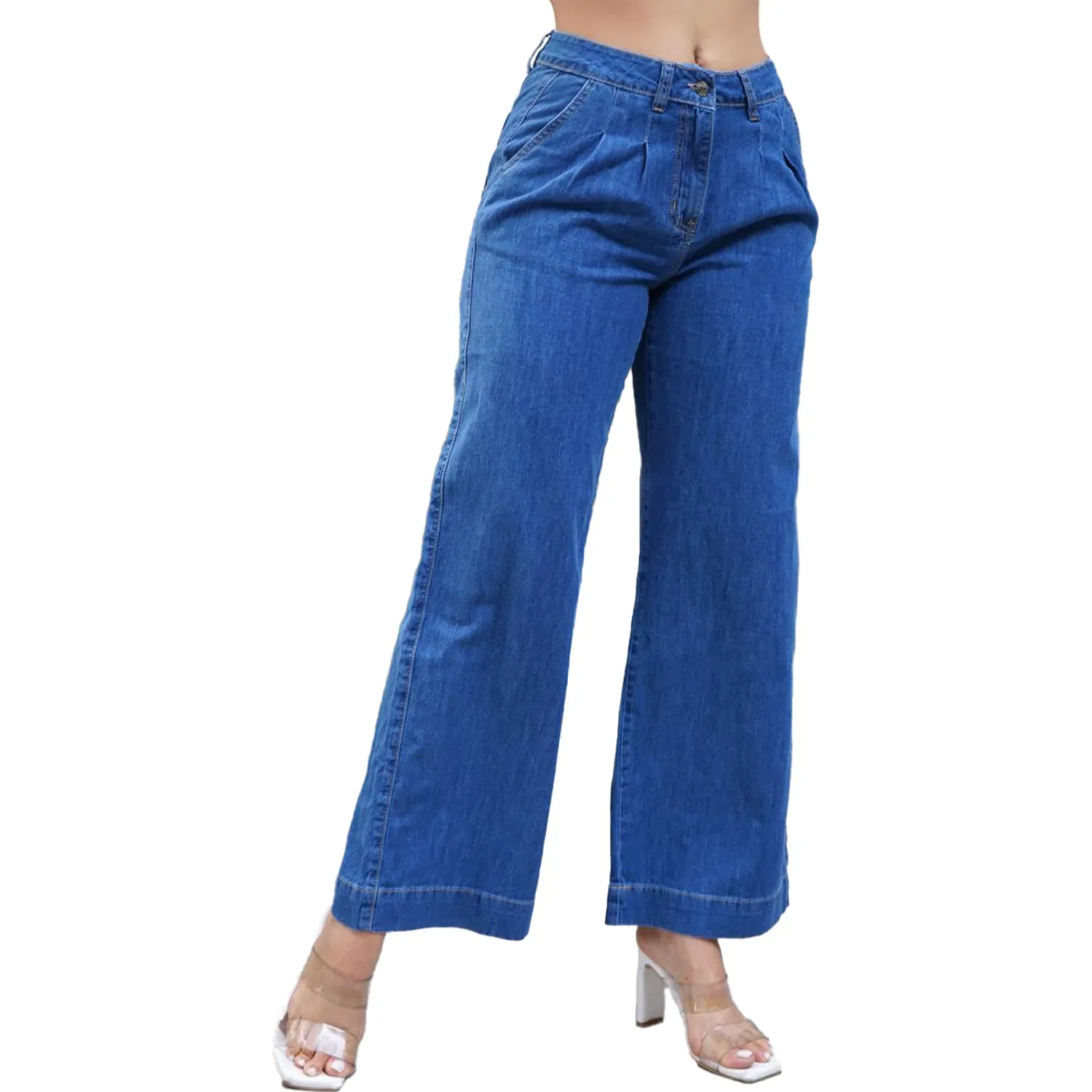 Pantalón Jarola Wide Leg Pinzas Martha color azul | Platanitos