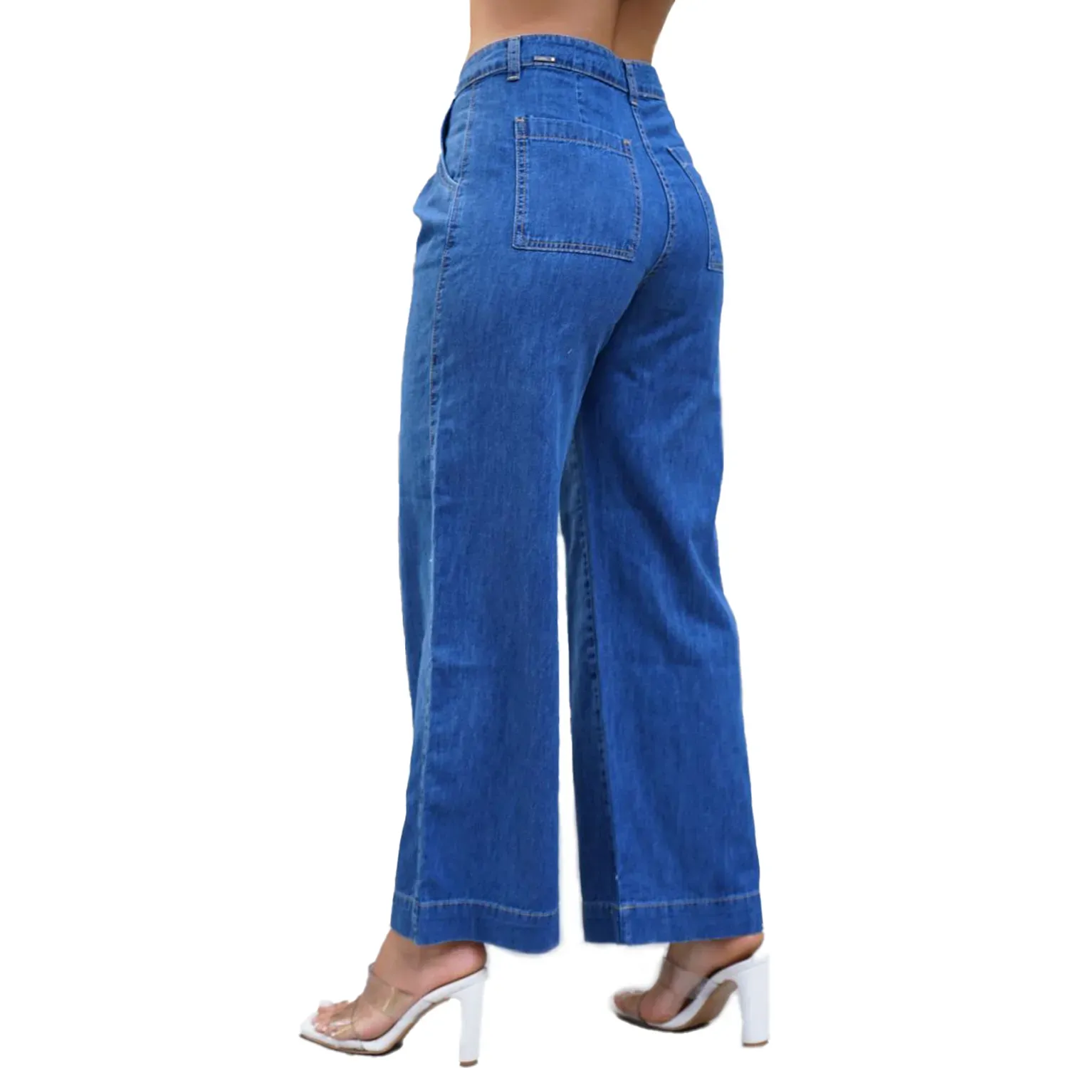 Pantalón Jarola Wide Leg Pinzas Martha color azul | Platanitos