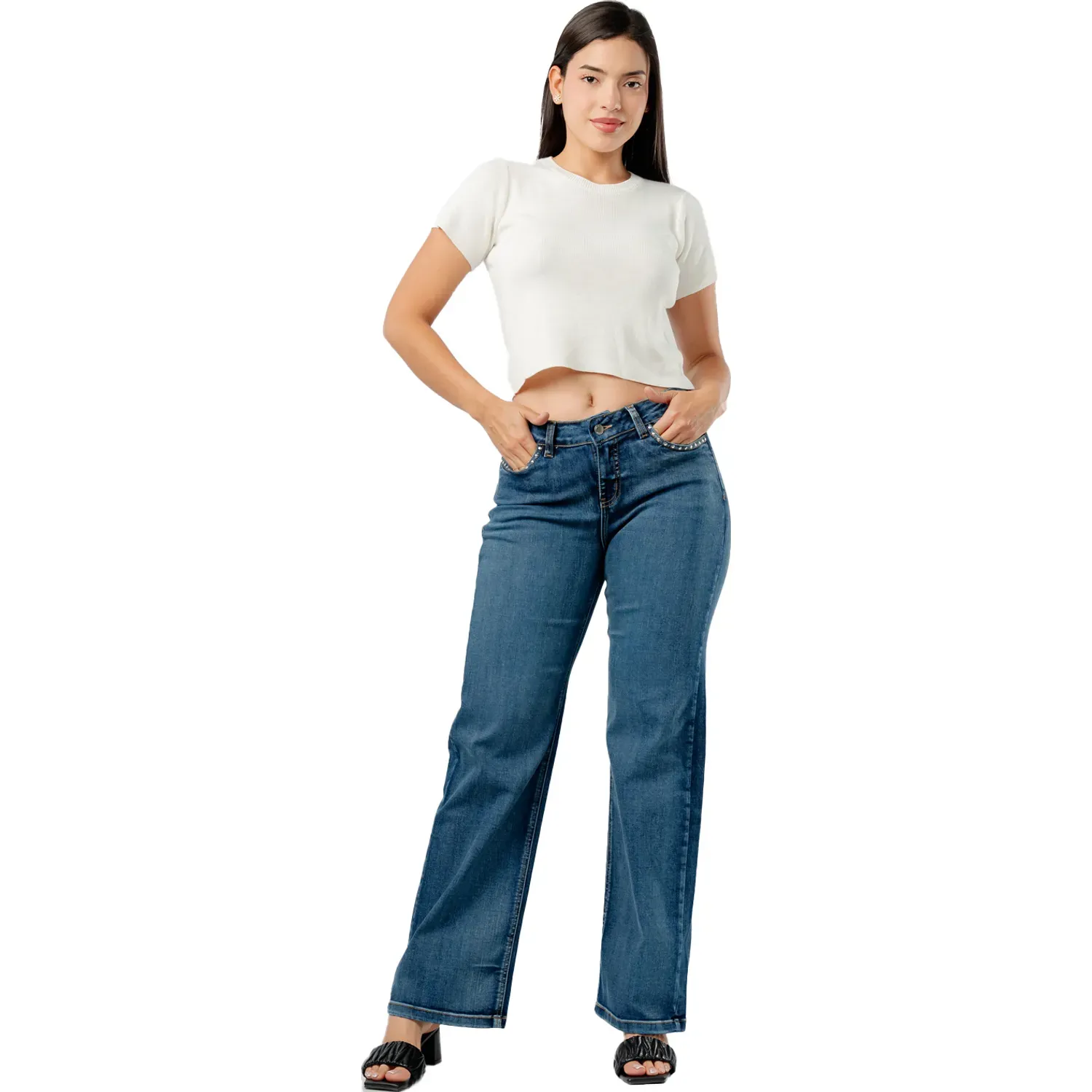 JAROLA Jean Jarola Mide Rise Lauren color azul | Platanitos