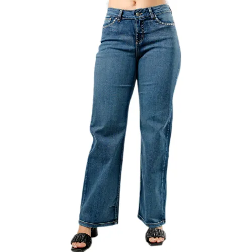 Jean Jarola Mide Rise Lauren color azul | Platanitos
