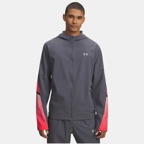 Casaca Under Armour Running Hombre Velociti Storm Hooded Con Capucha color gris | Platanitos