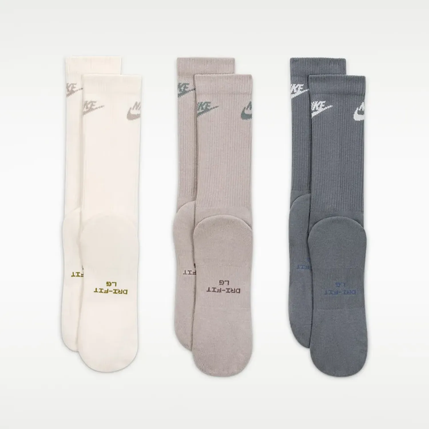 Nike Medias Nike Deportiva Unisex Everyday Elevated Crew 3pack color gris | Platanitos