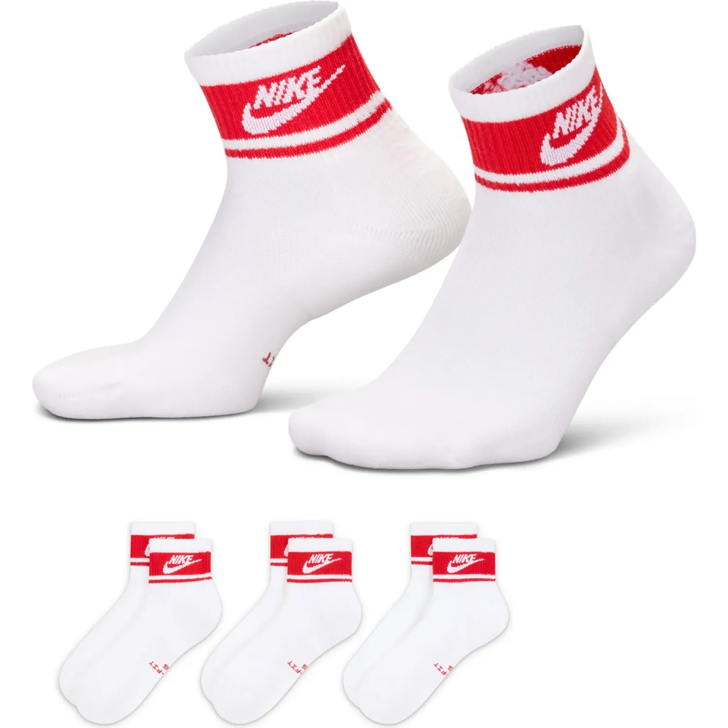 Nike Medias Nike Deportiva Unisex Everyday Elevated Ankle Socks 3pack color blanco | Platanitos