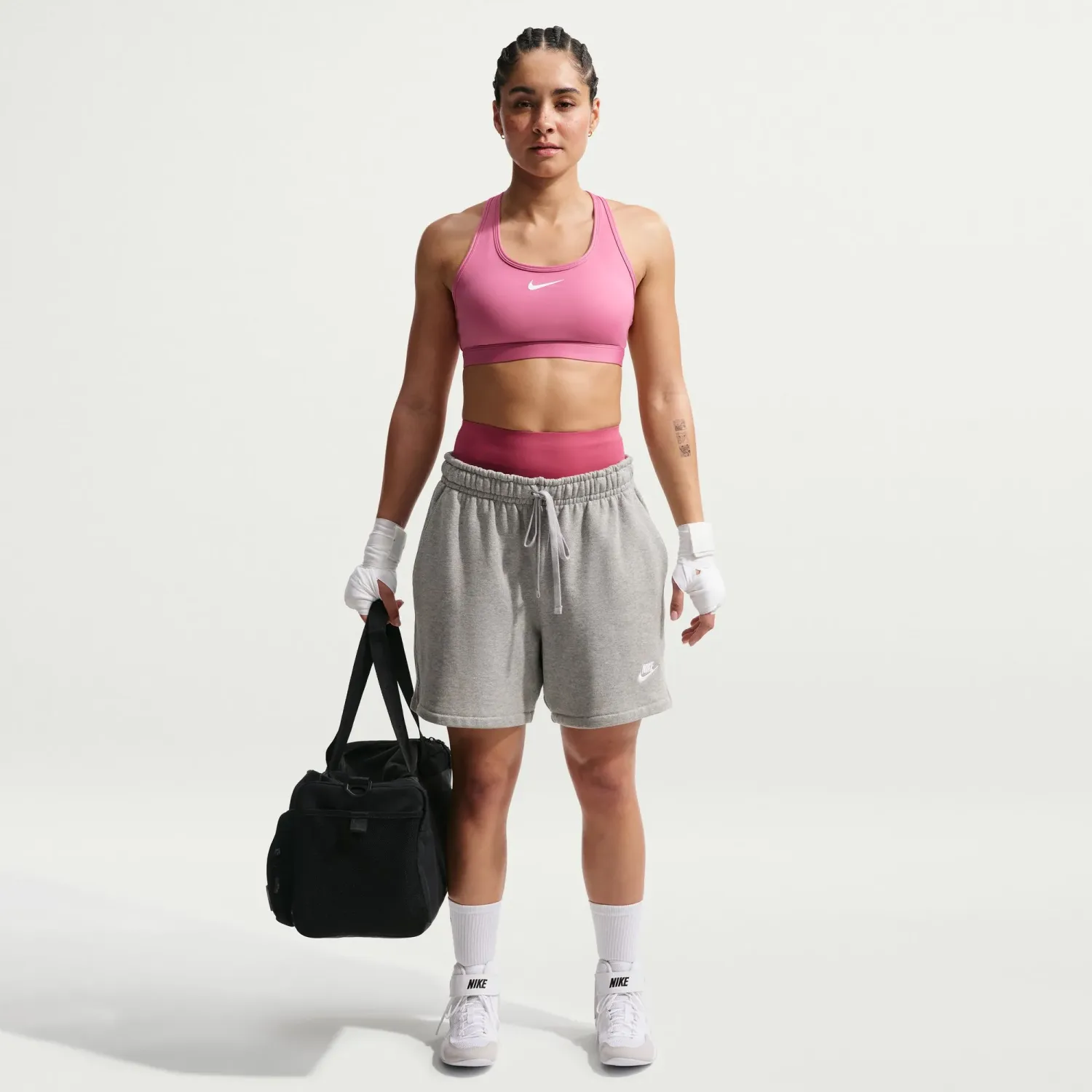 Nike Top Nike Training Mujer Dri-Fit Swoosh - Soporte Medio color rosa | Platanitos