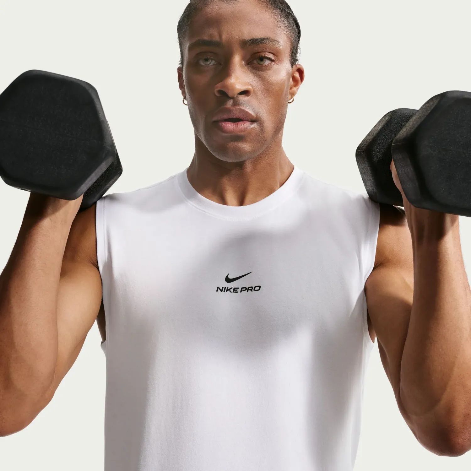 Nike Polo Nike Training Hombre M Nk Df Tee Std Sl Nike Pro color blanco | Platanitos