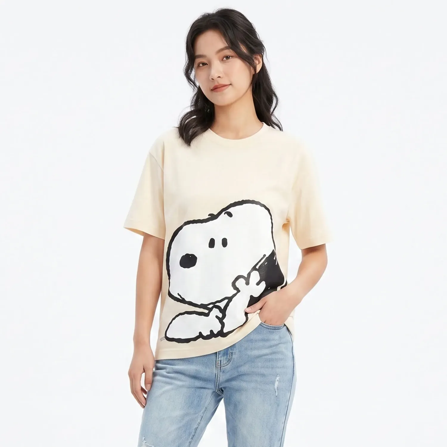 SNOOPY Polo Snoopy Manga Corta Mujer Snoopy Pea-008 color beige | Platanitos