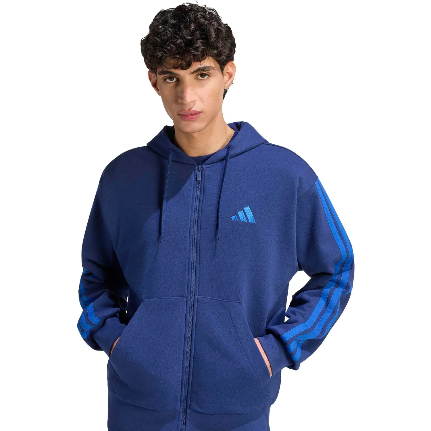 Polera Adidas Deportivo Hombre M 3s Ft Fz Hd color azul | Platanitos
