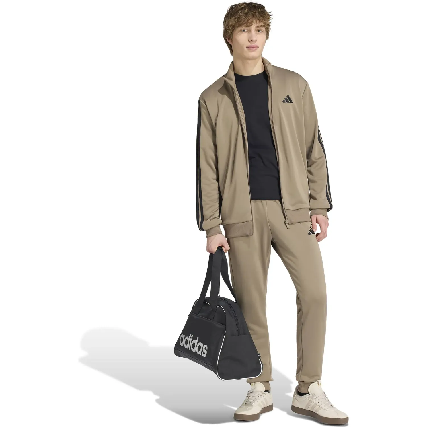 Conjunto Adidas Buzo Deportivo Hombre M 3s Ft Tt Ts color caqui | Platanitos