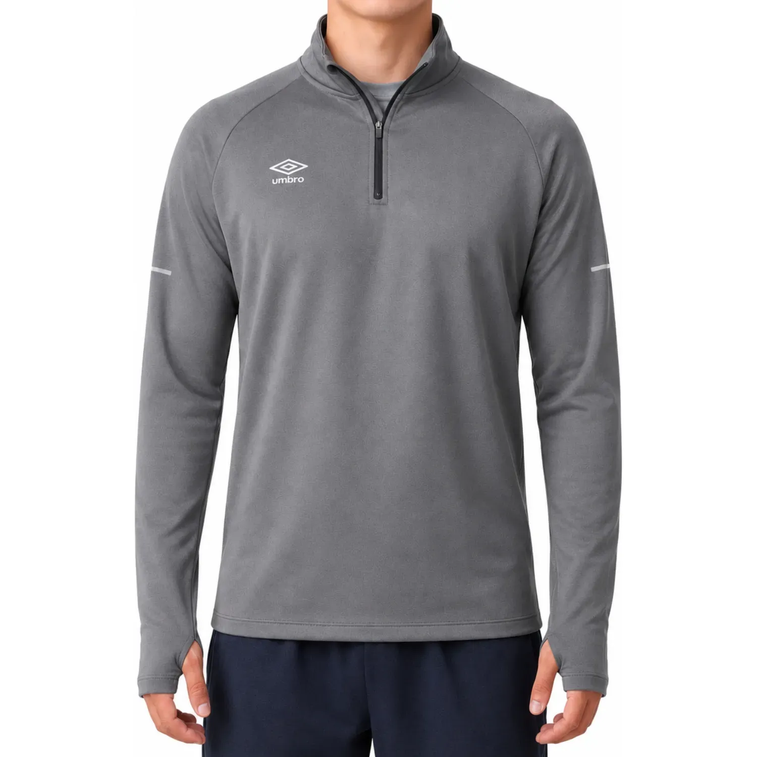Umbro Polera Umbro Deportiva Hombre Half Zip Top color gris | Platanitos