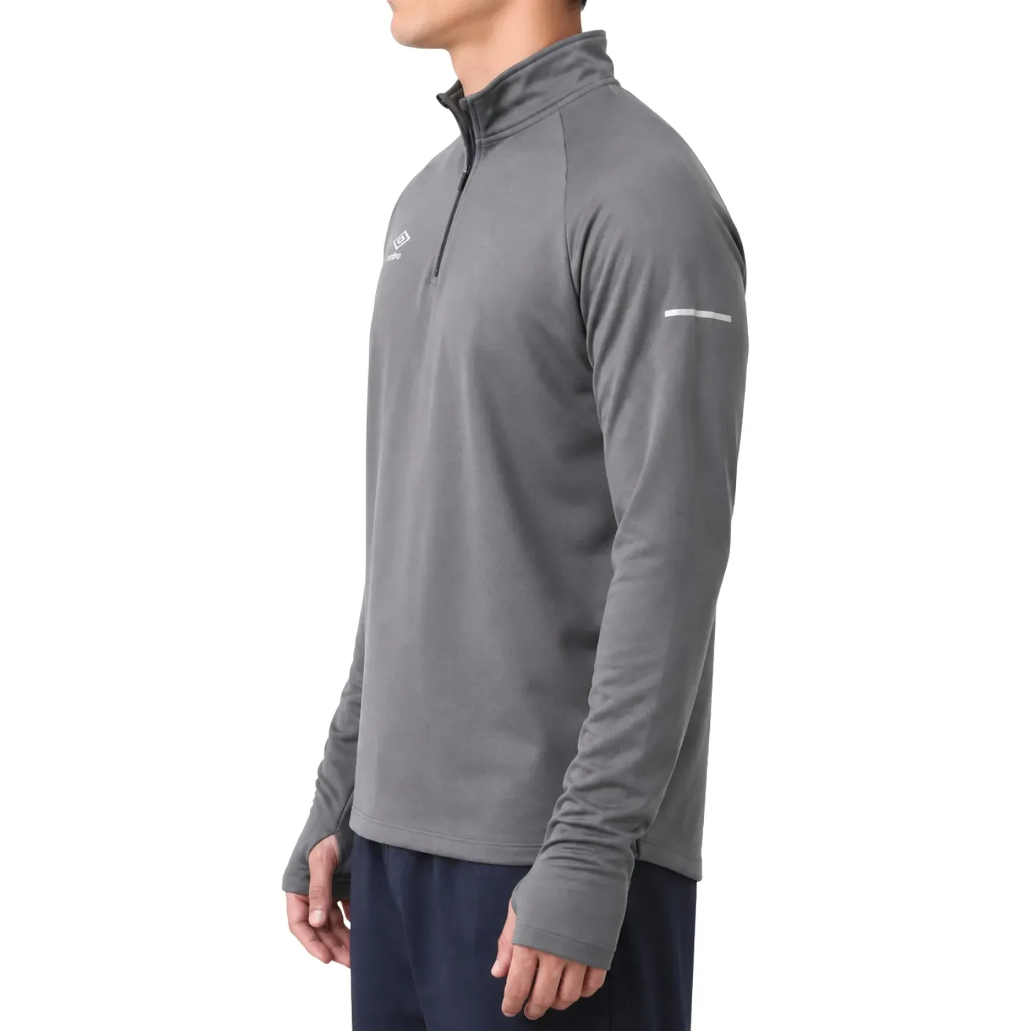 Umbro Polera Umbro Deportiva Hombre Half Zip Top color gris | Platanitos