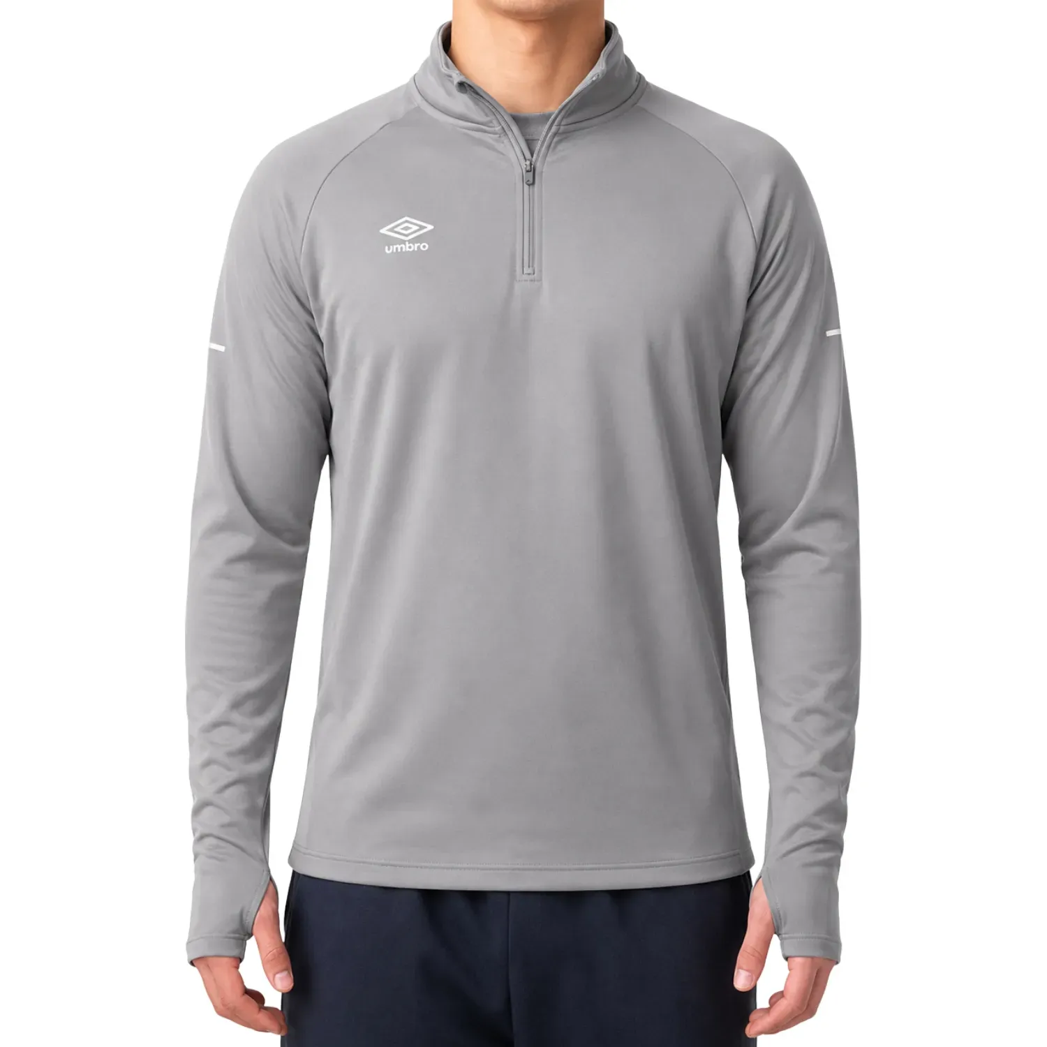 Umbro Polera Umbro Deportiva Hombre Half Zip Top color plomo | Platanitos