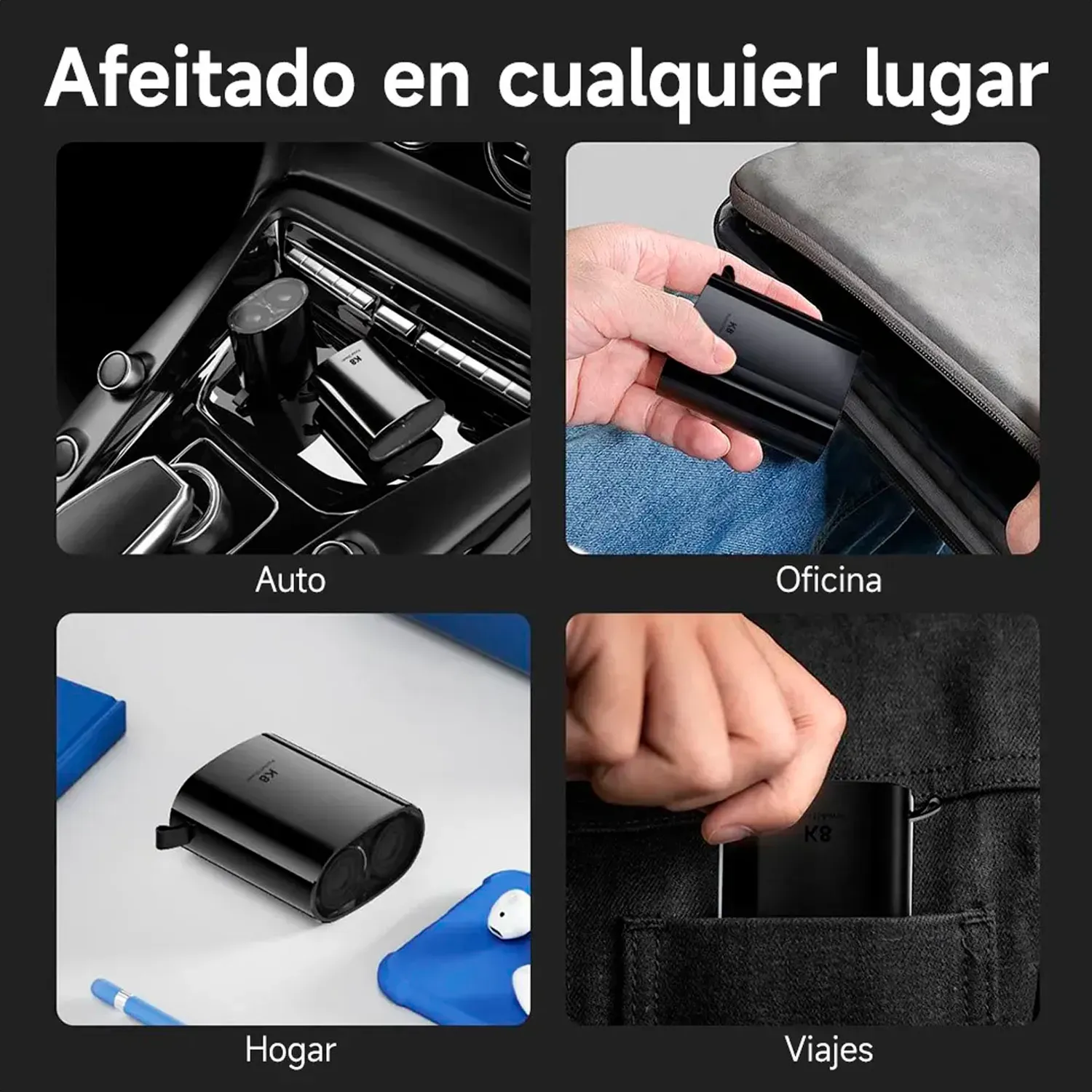 ENCHEN Afeitadora Enchen Electrica Portátil K8 - Portátil Usb-C color negro | Platanitos