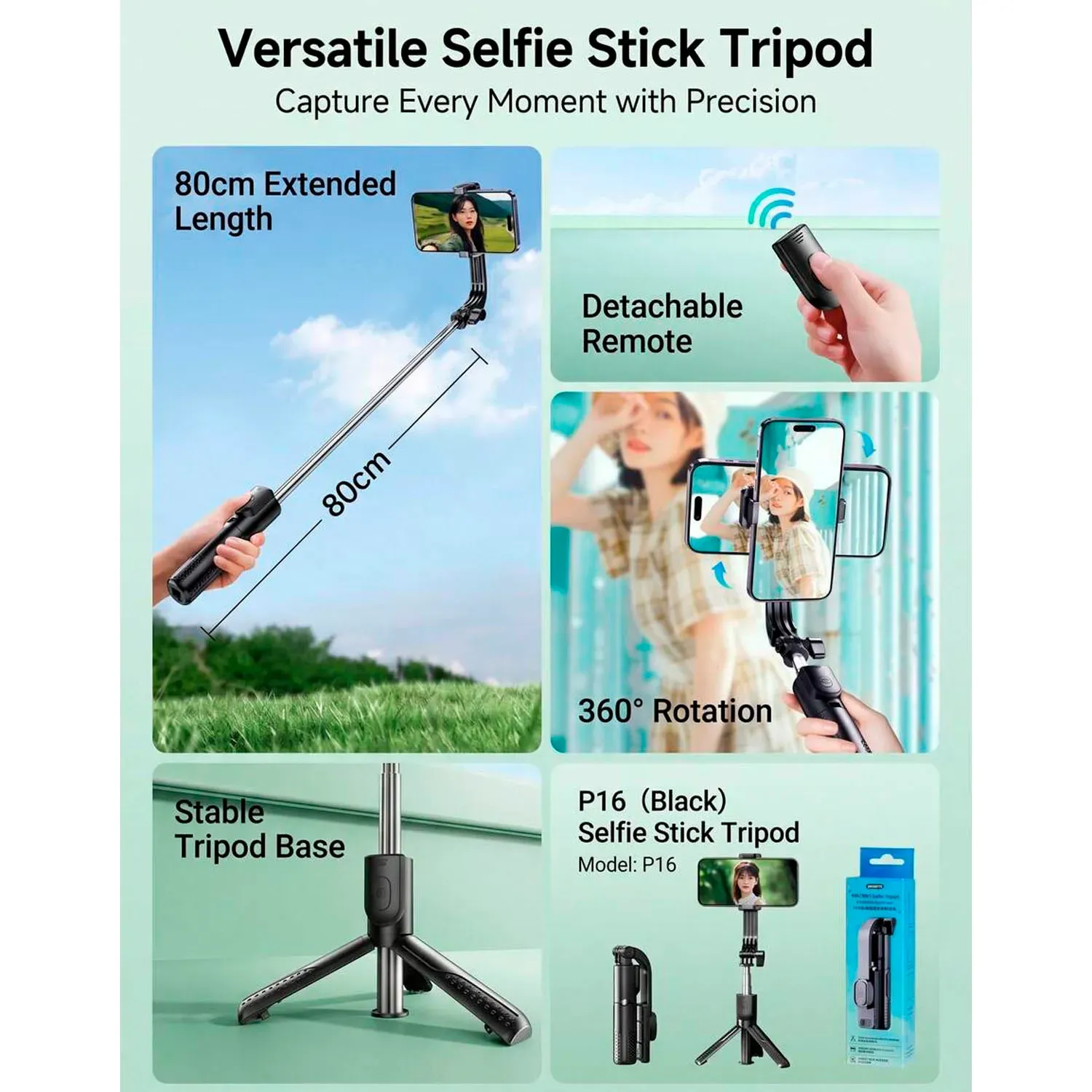 REMAX Selfie Remax Tripode Streaming P16 De 80cm Modalidad 360 Bluetooth color negro | Platanitos