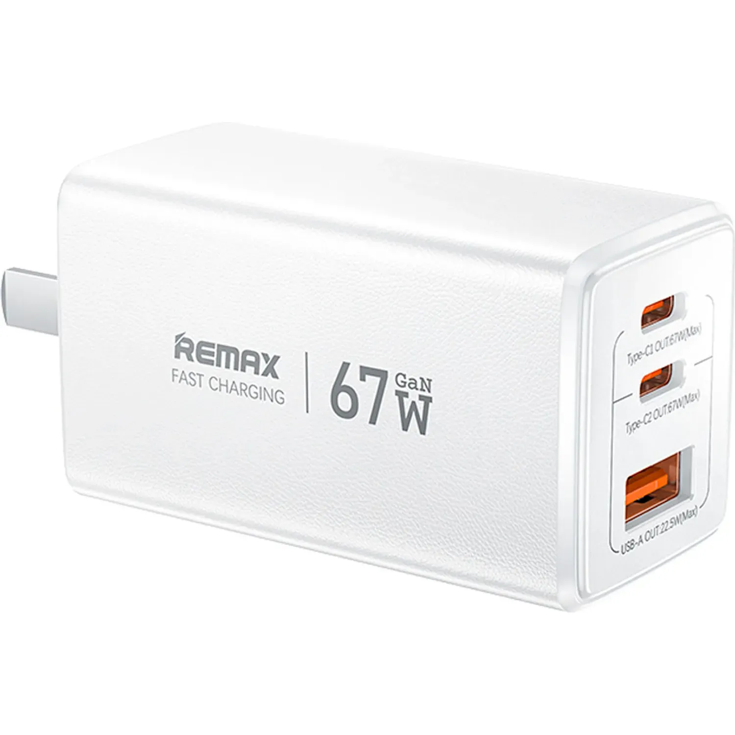 REMAX Cargador Remax Rápido Ca02 67w Gan 2 Usb-C + Usb-A + Cable 100w color blanco | Platanitos