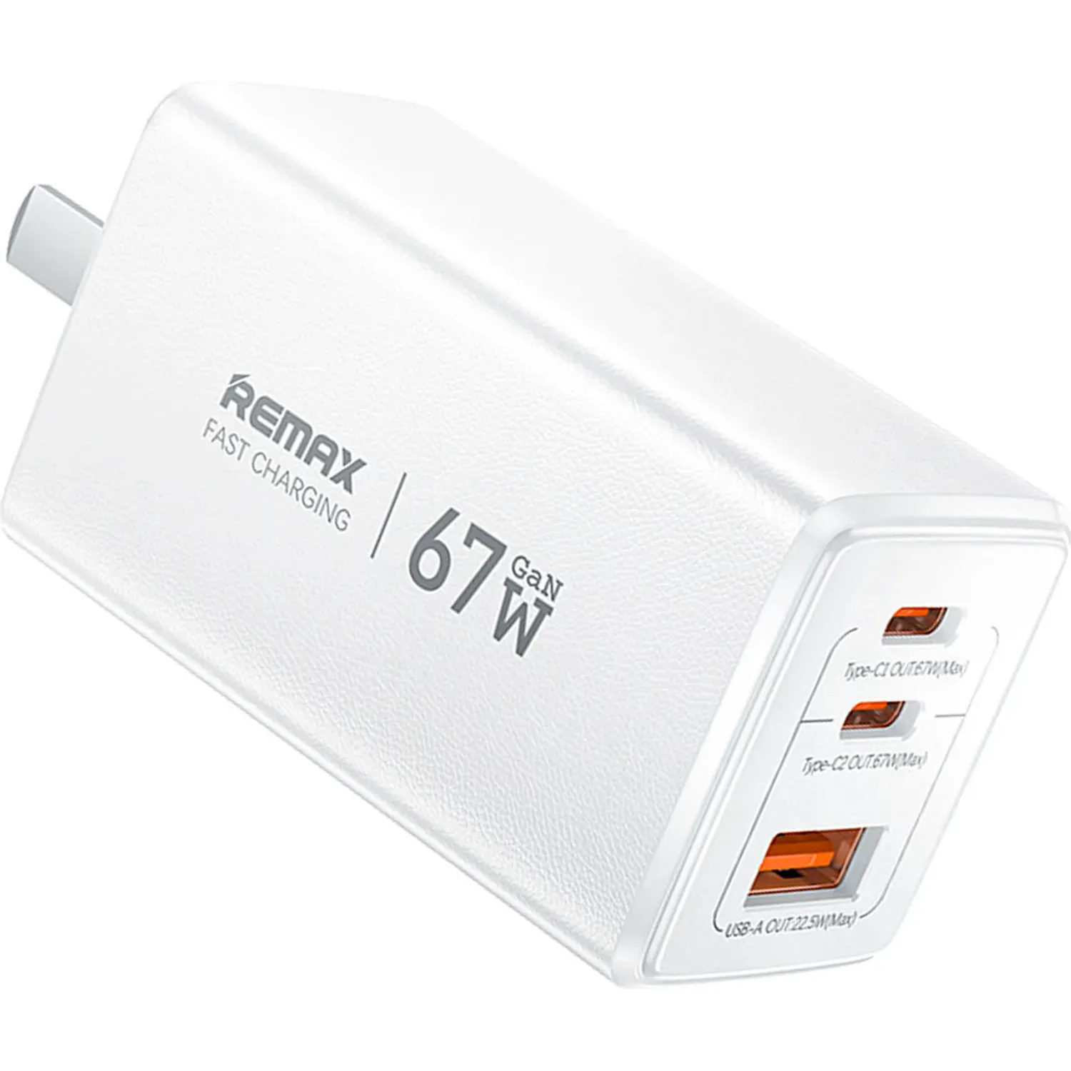 REMAX Cargador Remax Rápido Ca02 67w Gan 2 Usb-C + Usb-A + Cable 100w color blanco | Platanitos