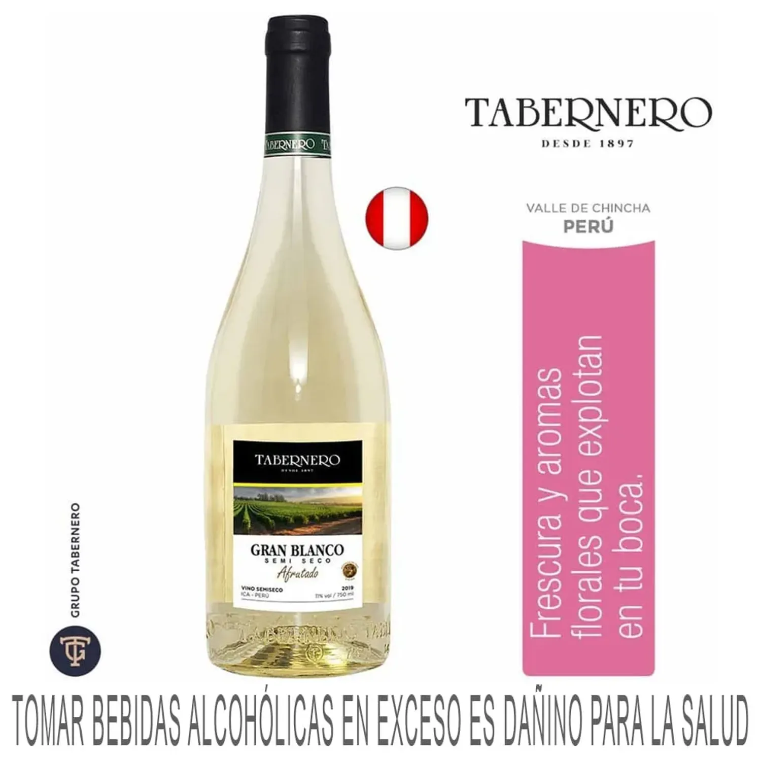 TABERNERO Vino Tabernero Gran Blanco Afrutado Semi Seco Botella 750ml color varios | Platanitos