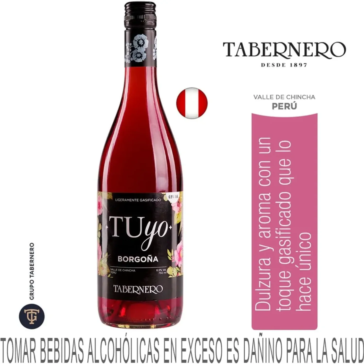 TABERNERO Vino Tabernero Tinto Tuyo Borgoña Semi Seco Botella 750ml color varios | Platanitos