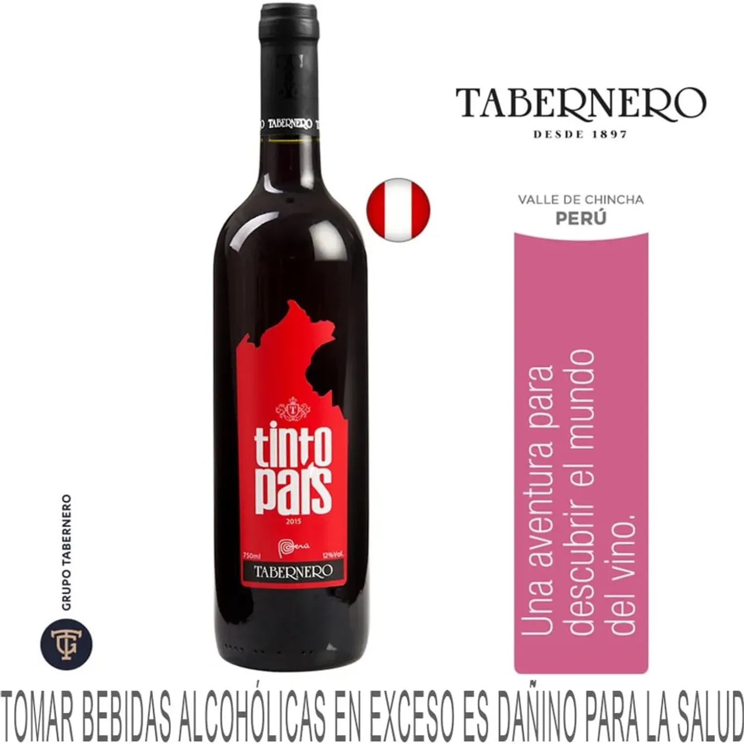 TABERNERO Vino Tabernero Tinto País Malbec Botella 750ml color varios | Platanitos