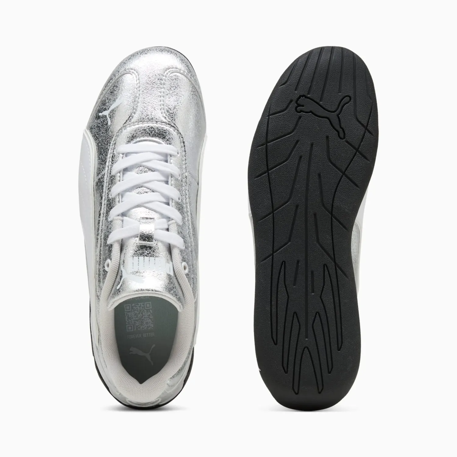 Zapatillas Puma Urbanas Mujer Replicatch Metallic Whisper color plateado | Platanitos